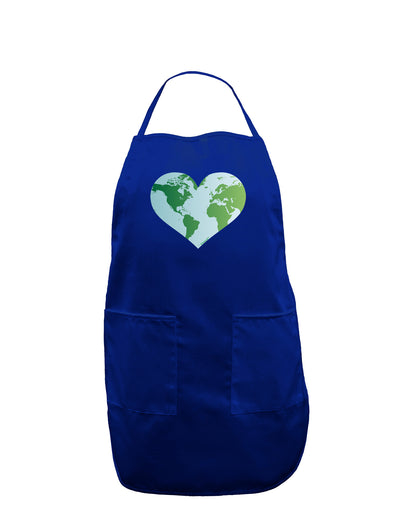 TooLoud World Globe Heart Dark Adult Apron-Bib Apron-TooLoud-Royal Blue-One-Size-Davson Sales