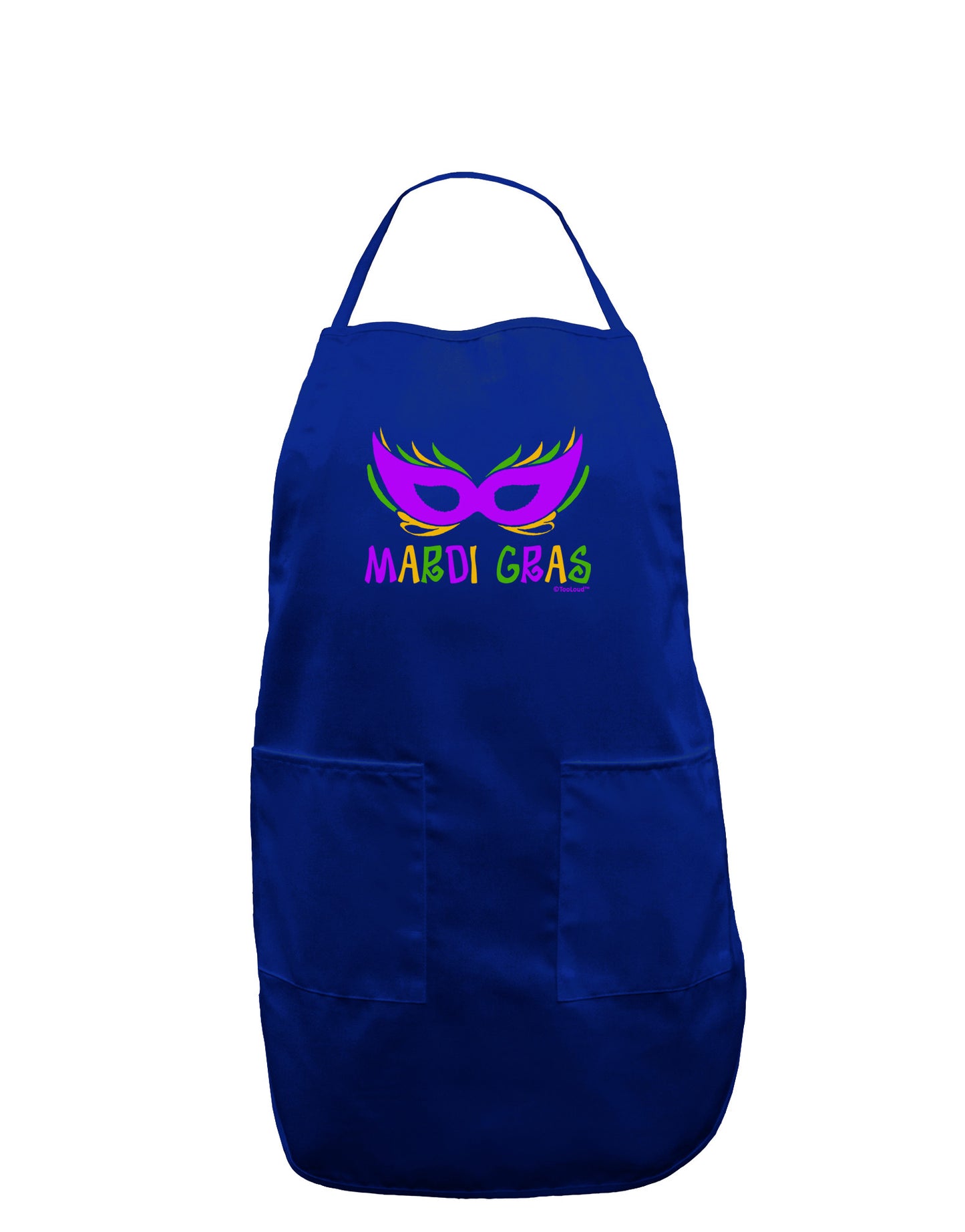 Mardi Gras - Purple Gold Green Mask Dark Adult Apron by TooLoud-Bib Apron-TooLoud-Royal Blue-One-Size-Davson Sales