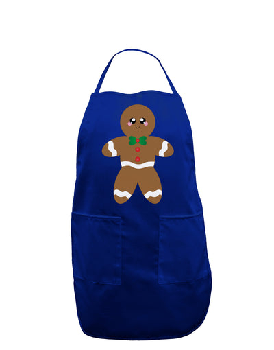 Cute Gingerbread Man Christmas Dark Adult Apron-Bib Apron-TooLoud-Royal Blue-One-Size-Davson Sales