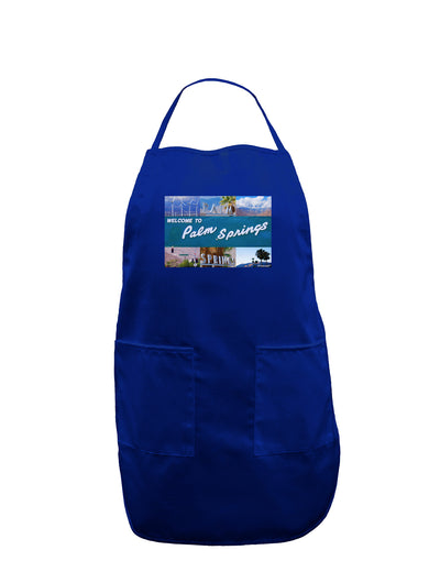 TooLoud Welcome to Palm Springs Collage Dark Adult Apron-Bib Apron-TooLoud-Royal Blue-One-Size-Davson Sales