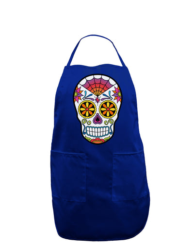 Version 1 Colorful Day of the Dead Calavera Dark Adult Apron-Bib Apron-TooLoud-Royal Blue-One-Size-Davson Sales