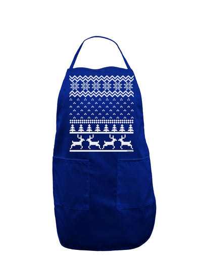 Ugly Christmas Sweater Snowflake Reindeer Pattern Dark Adult Apron-Bib Apron-TooLoud-Royal Blue-One-Size-Davson Sales