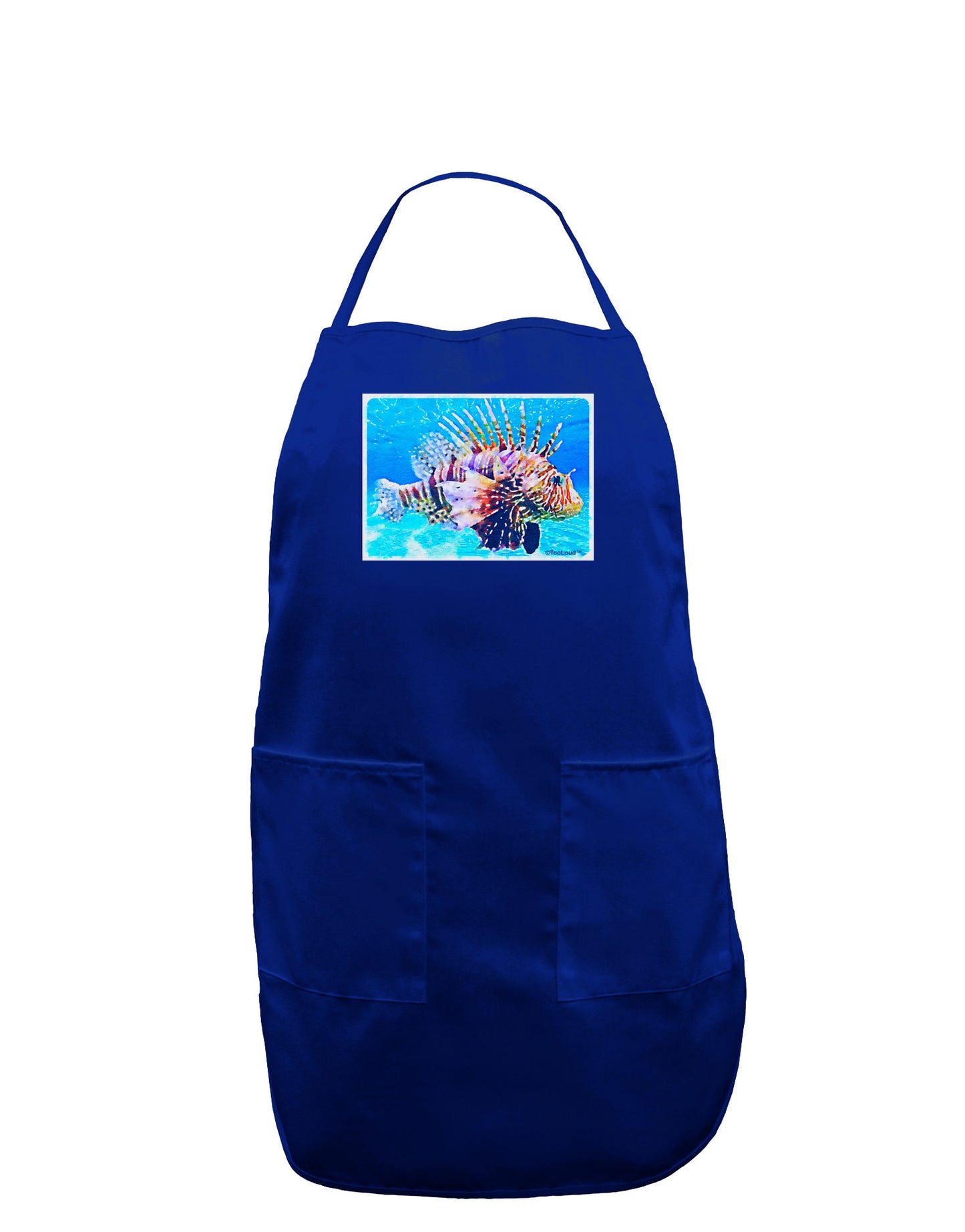 Lionfish in Watercolor Dark Adult Apron by-Bib Apron-TooLoud-Royal Blue-One-Size-Davson Sales