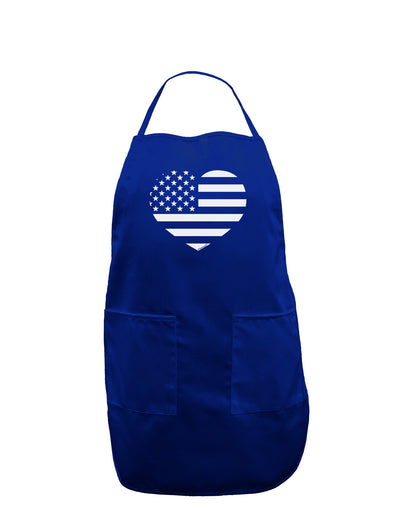 American Flag Heart Design - Stamp Style Dark Adult Apron by TooLoud-Bib Apron-TooLoud-Royal Blue-One-Size-Davson Sales