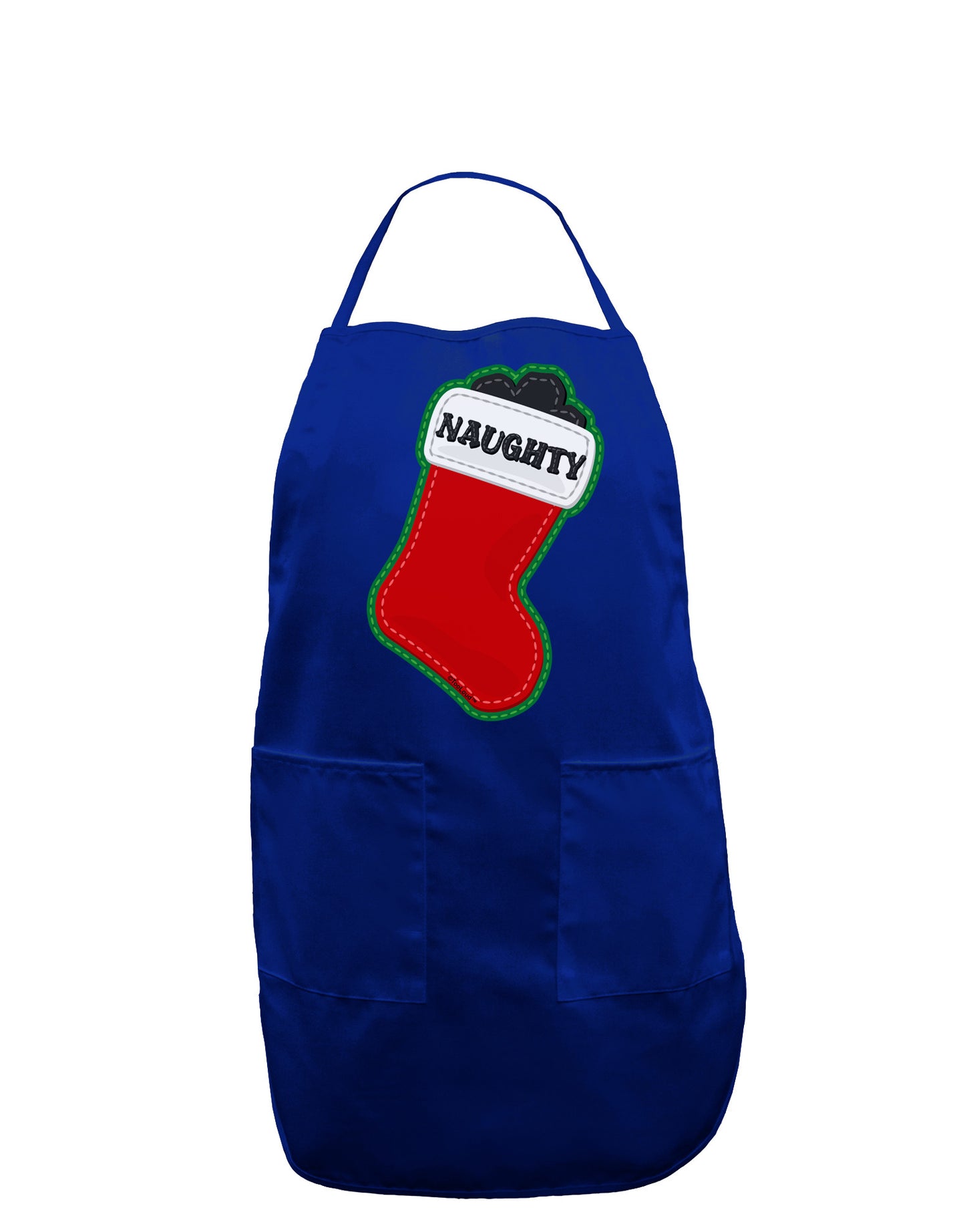 Naughty Coal Cute Christmas Stocking Dark Adult Apron-Bib Apron-TooLoud-Royal Blue-One-Size-Davson Sales