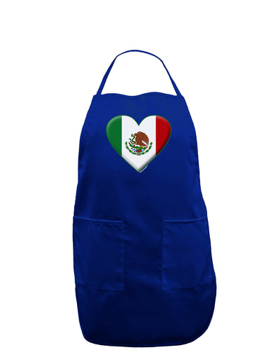 Mexican Flag Heart - Beveled Dark Adult Apron by TooLoud-Bib Apron-TooLoud-Royal Blue-One-Size-Davson Sales