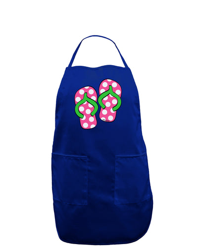 Cute Polka Dot Flip Flops - Pink and Green Dark Adult Apron-Bib Apron-TooLoud-Royal Blue-One-Size-Davson Sales