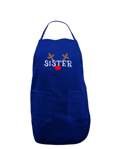 Matching Family Christmas Design - Reindeer - Sister Dark Adult Apron by TooLoud-Bib Apron-TooLoud-Royal Blue-One-Size-Davson Sales