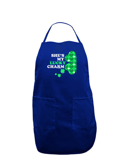 She's My Lucky Charm - Left Dark Adult Apron-Bib Apron-TooLoud-Royal Blue-One-Size-Davson Sales