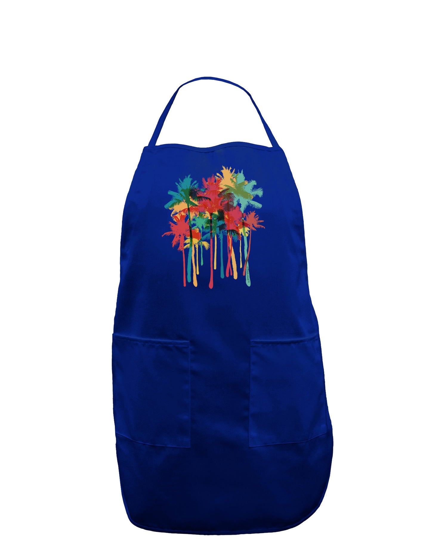 Paint Splash Palm Trees Dark Adult Apron-Bib Apron-TooLoud-Royal Blue-One-Size-Davson Sales