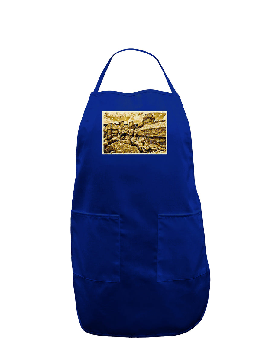 Watercolor Mountains Colorado Dark Adult Apron-Bib Apron-TooLoud-Black-One-Size-Davson Sales