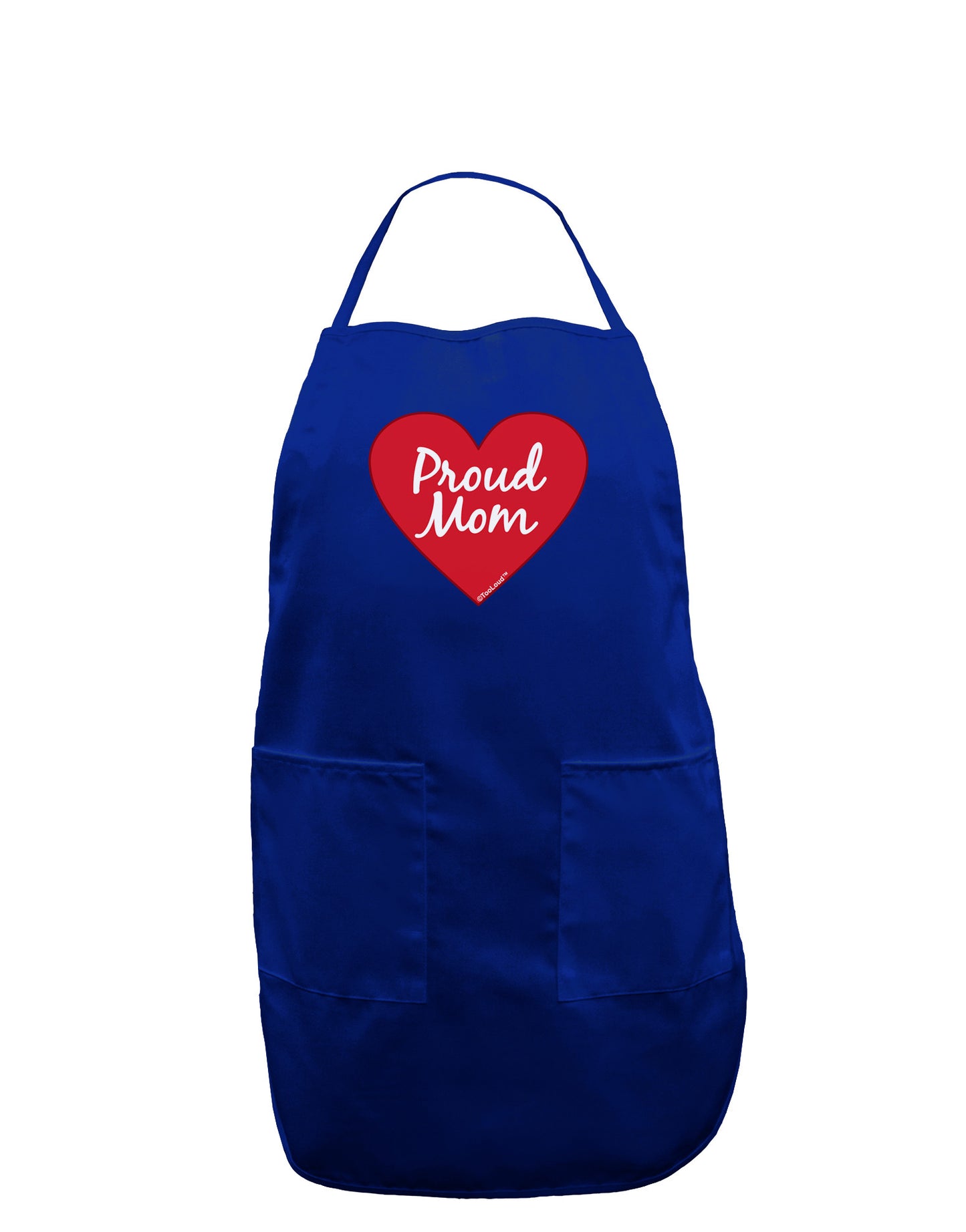 Proud Mom Heart Dark Adult Apron-Bib Apron-TooLoud-Royal Blue-One-Size-Davson Sales