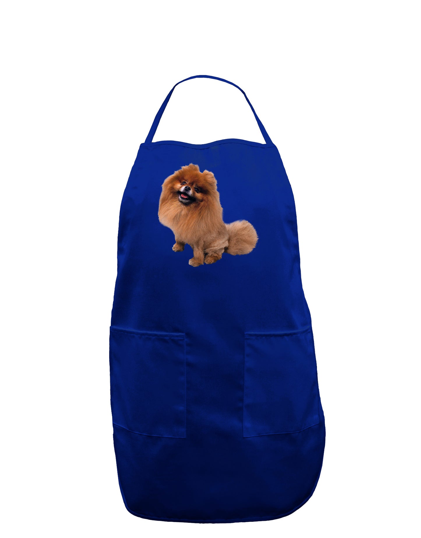 Pomeranian Sitting All Cute-Like Dark Adult Apron-Bib Apron-TooLoud-Royal Blue-One-Size-Davson Sales
