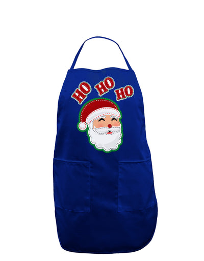 Ho Ho Ho Santa Claus Face Faux Applique Dark Adult Apron-Bib Apron-TooLoud-Royal Blue-One-Size-Davson Sales