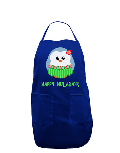 Happy Huladays Christmas Penguin - Red and Green Dark Adult Apron-Bib Apron-TooLoud-Royal Blue-One-Size-Davson Sales