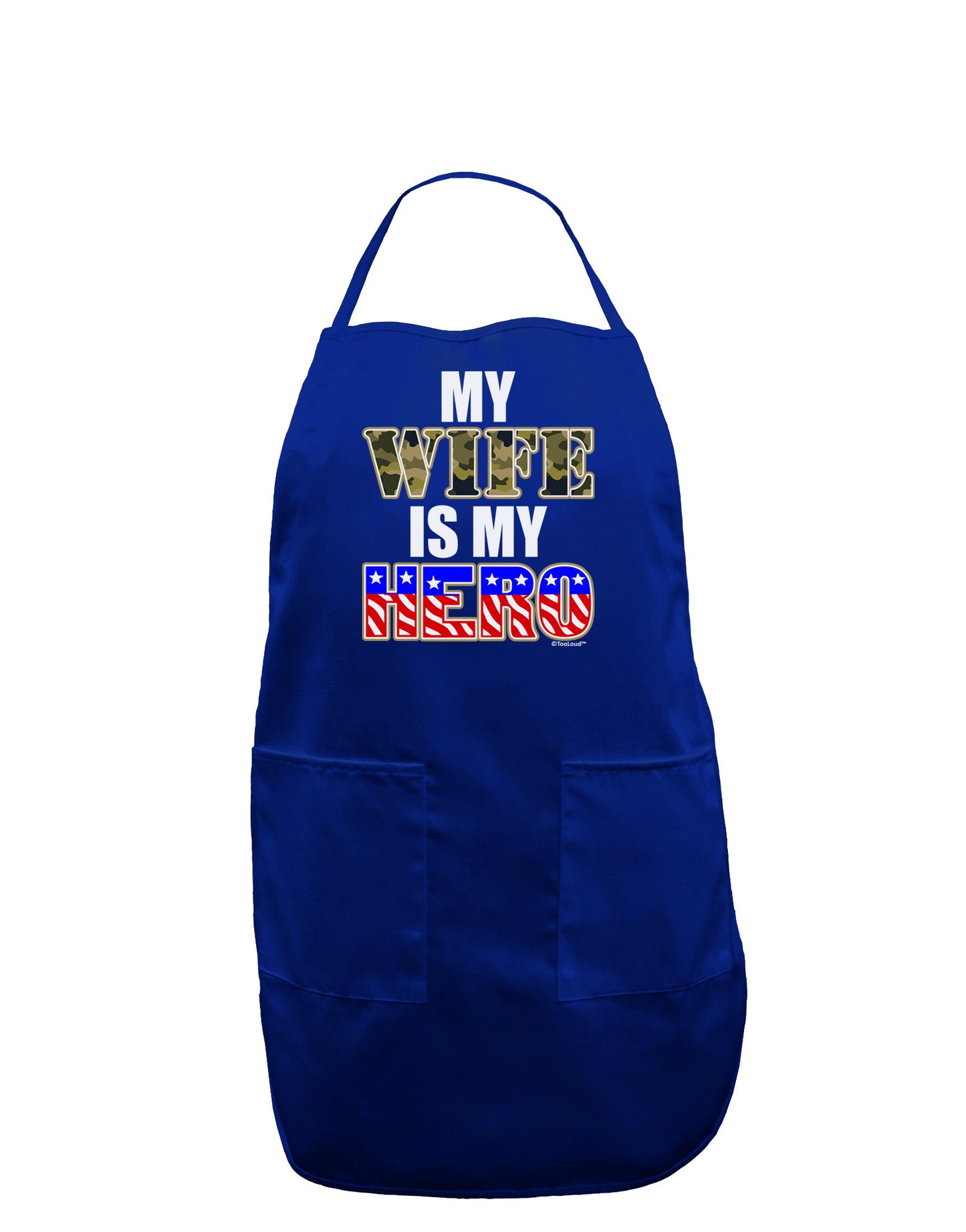 My Wife is My Hero - Armed Forces Dark Adult Apron by TooLoud-Bib Apron-TooLoud-Royal Blue-One-Size-Davson Sales