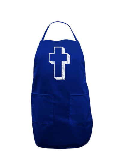 Simple Cross Design Black Distressed Dark Adult Apron by TooLoud-Bib Apron-TooLoud-Royal Blue-One-Size-Davson Sales