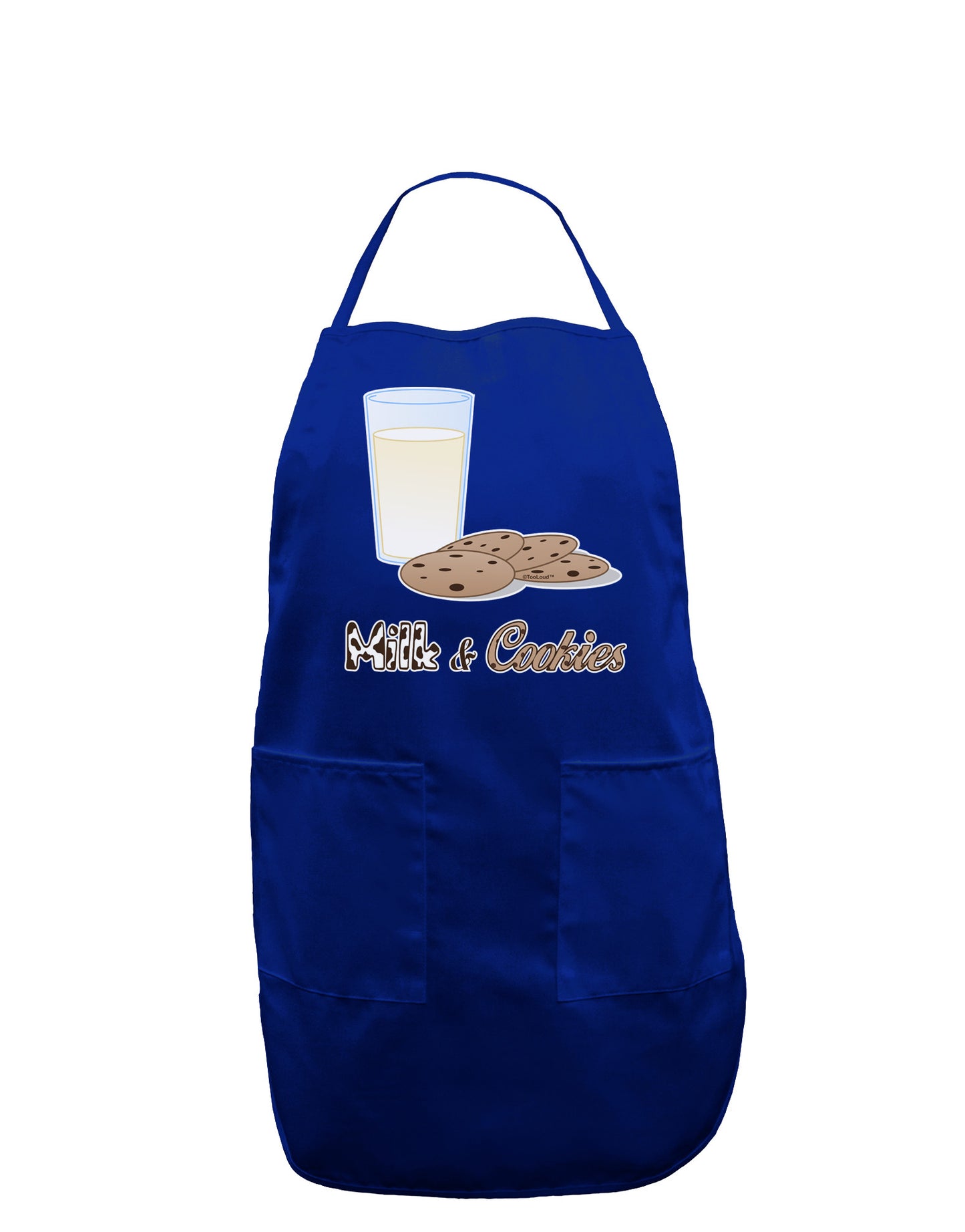 Milk and Cookies Design Text Dark Adult Apron-Bib Apron-TooLoud-Royal Blue-One-Size-Davson Sales
