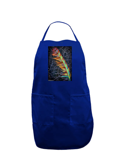 Rainbow Feather Dark Adult Apron-Bib Apron-TooLoud-Royal Blue-One-Size-Davson Sales