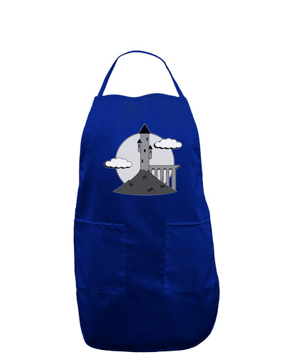 Moonlit Wizard Tower - Grayscale Dark Adult Apron-Bib Apron-TooLoud-Royal Blue-One-Size-Davson Sales