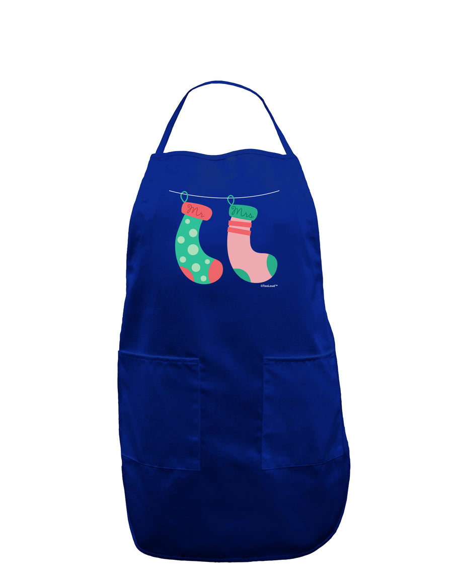 Cute Mr and Mrs Christmas Couple Stockings Dark Adult Apron by TooLoud-Bib Apron-TooLoud-Black-One-Size-Davson Sales