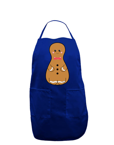 Cute Gingerbread Matryoshka Nesting Doll - Christmas Dark Adult Apron-Bib Apron-TooLoud-Royal Blue-One-Size-Davson Sales