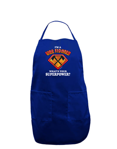 Fire Fighter - Superpower Dark Adult Apron-Bib Apron-TooLoud-Royal Blue-One-Size-Davson Sales