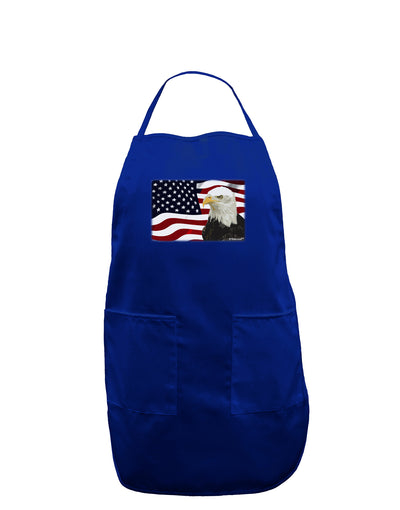 Patriotic USA Flag with Bald Eagle Dark Adult Apron by TooLoud-Bib Apron-TooLoud-Royal Blue-One-Size-Davson Sales