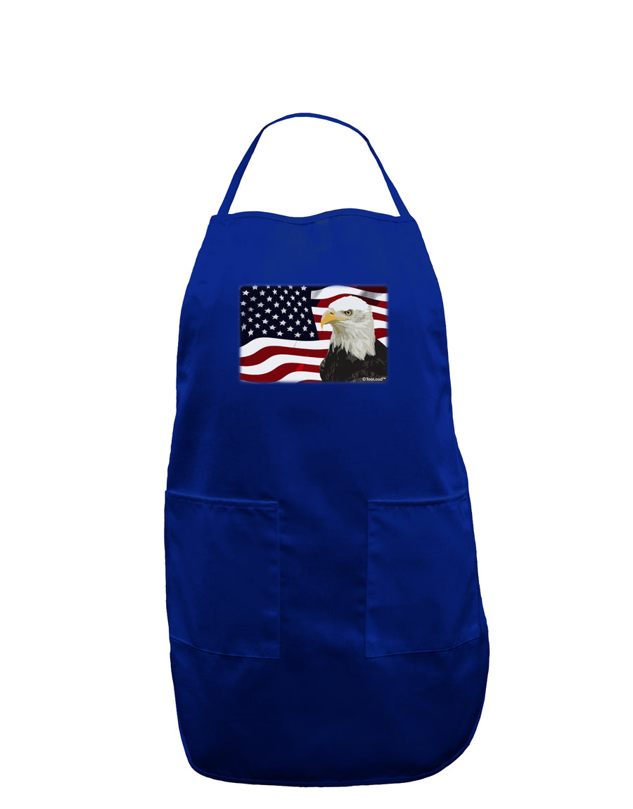 Patriotic USA Flag with Bald Eagle Dark Adult Apron by TooLoud-Bib Apron-TooLoud-Black-One-Size-Davson Sales