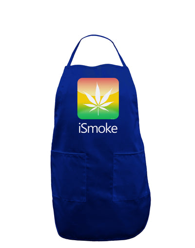 iSmoke Logo - Marijuana Leaf Dark Adult Apron-Bib Apron-TooLoud-Royal Blue-One-Size-Davson Sales