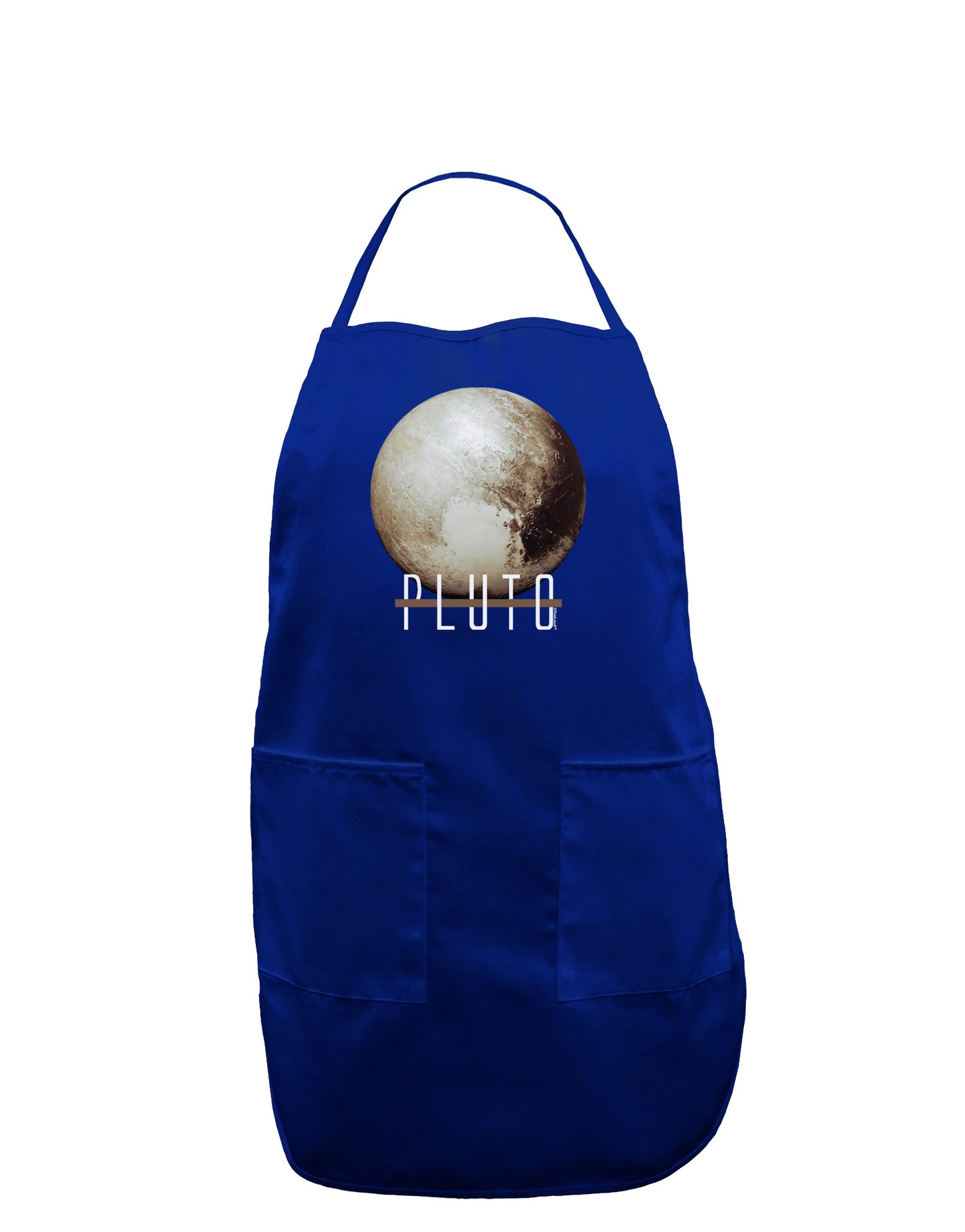 Planet Pluto Text Dark Dark Adult Apron-Bib Apron-TooLoud-Royal Blue-One-Size-Davson Sales