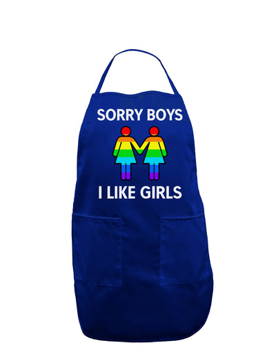 Sorry Boys I Like Girls Lesbian Rainbow Dark Adult Apron-Bib Apron-TooLoud-Royal Blue-One-Size-Davson Sales