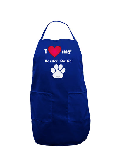 I Heart My Border Collie Dark Adult Apron by TooLoud-Bib Apron-TooLoud-Royal Blue-One-Size-Davson Sales