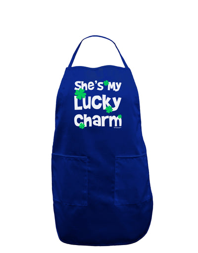 She's My Lucky Charm - Matching Couples Design Dark Adult Apron by TooLoud-Bib Apron-TooLoud-Royal Blue-One-Size-Davson Sales