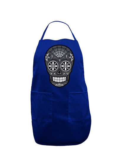 TooLoud Version 9 Black and White Day of the Dead Calavera Dark Adult Apron-Bib Apron-TooLoud-Royal Blue-One-Size-Davson Sales