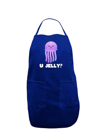 U Jelly Cute Jellyfish Dark Adult Apron by TooLoud-Bib Apron-TooLoud-Royal Blue-One-Size-Davson Sales