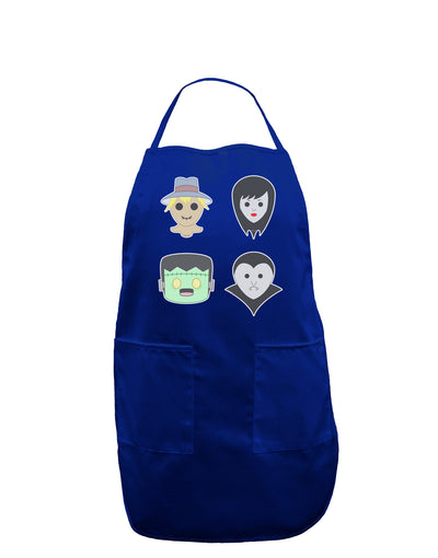 Four Lil Monsters - Halloween Design Dark Adult Apron-Bib Apron-TooLoud-Royal Blue-One-Size-Davson Sales