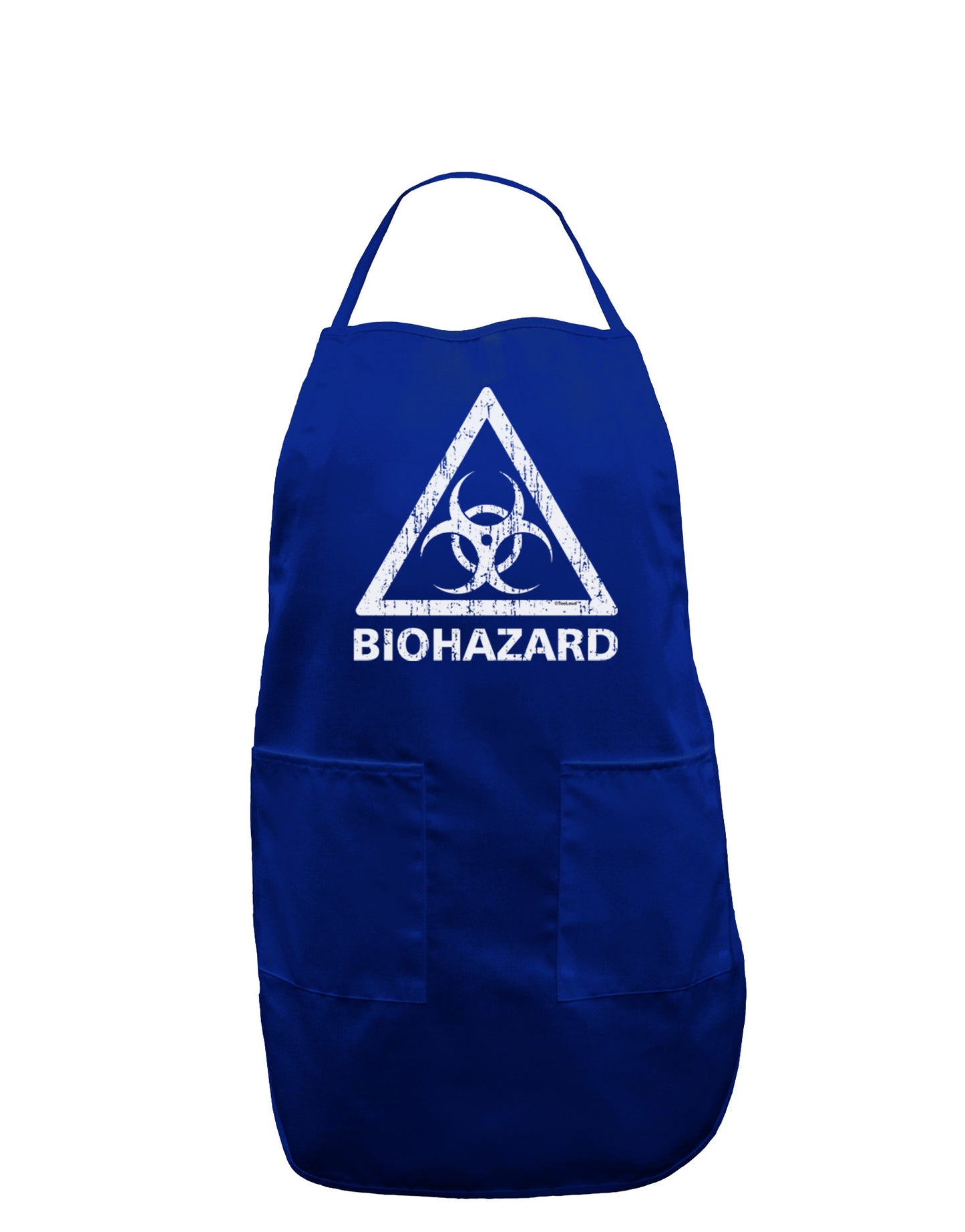 Biohazard Sign Distressed Dark Adult Apron-Bib Apron-TooLoud-Royal Blue-One-Size-Davson Sales