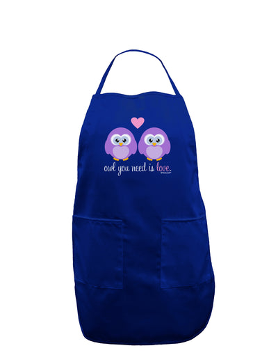 Owl You Need Is Love - Purple Owls Dark Adult Apron by TooLoud-Bib Apron-TooLoud-Royal Blue-One-Size-Davson Sales