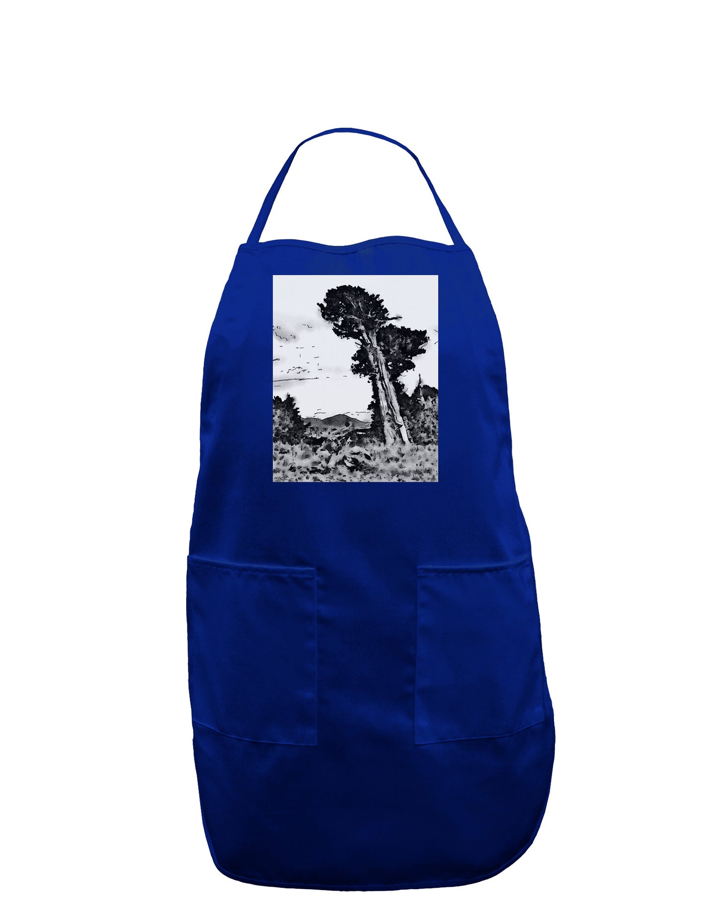 Colorado Landscape Watercolor BW Dark Adult Apron-Bib Apron-TooLoud-Royal Blue-One-Size-Davson Sales