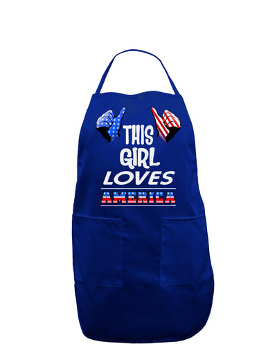 This Girl Loves America Dark Adult Apron-Bib Apron-TooLoud-Royal Blue-One-Size-Davson Sales