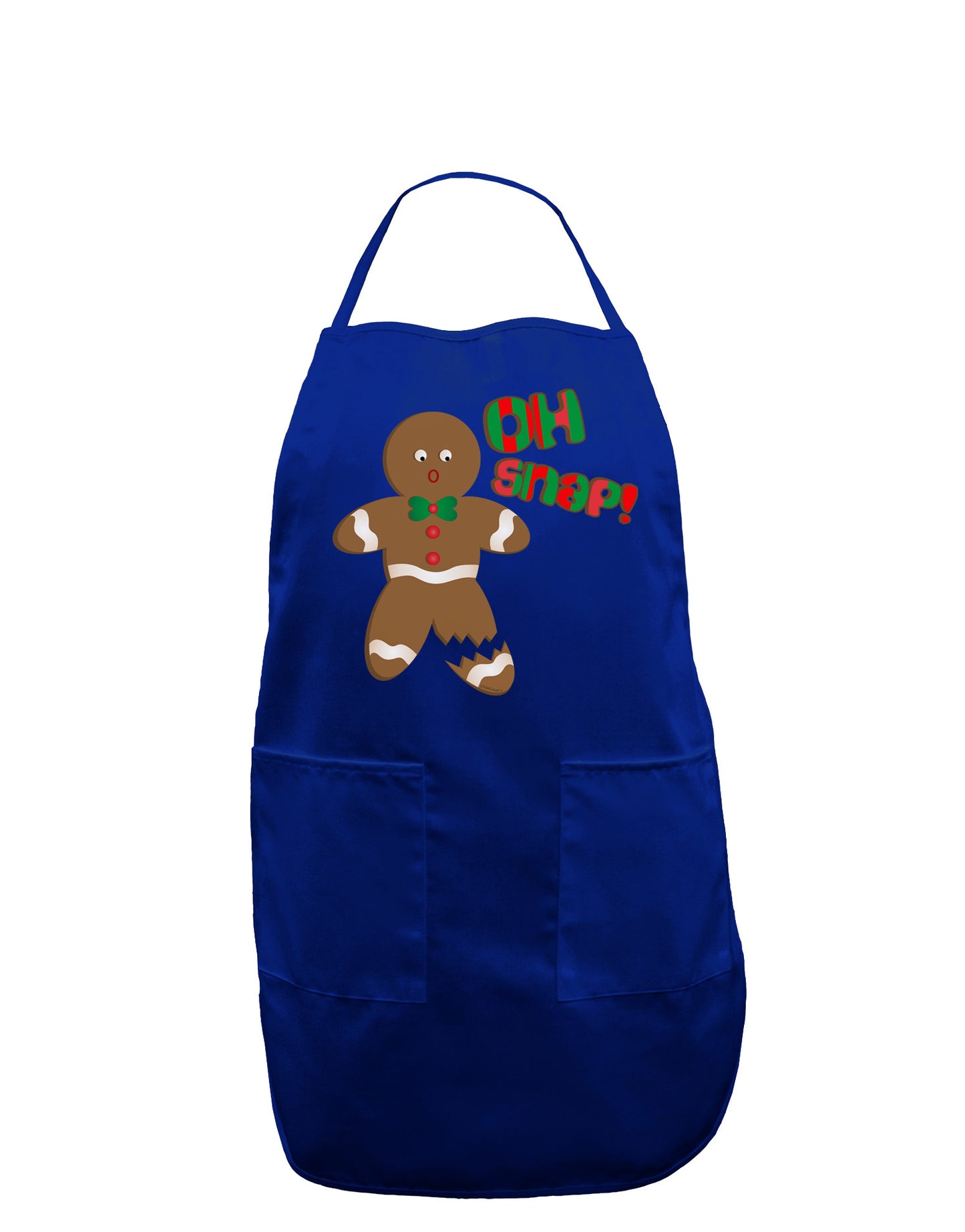Oh Snap Gingerbread Man Christmas Dark Adult Apron-Bib Apron-TooLoud-Royal Blue-One-Size-Davson Sales