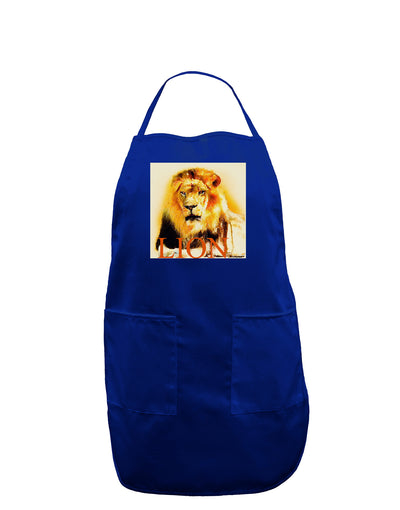 Lion Watercolor 4 Text Dark Adult Apron-Bib Apron-TooLoud-Royal Blue-One-Size-Davson Sales