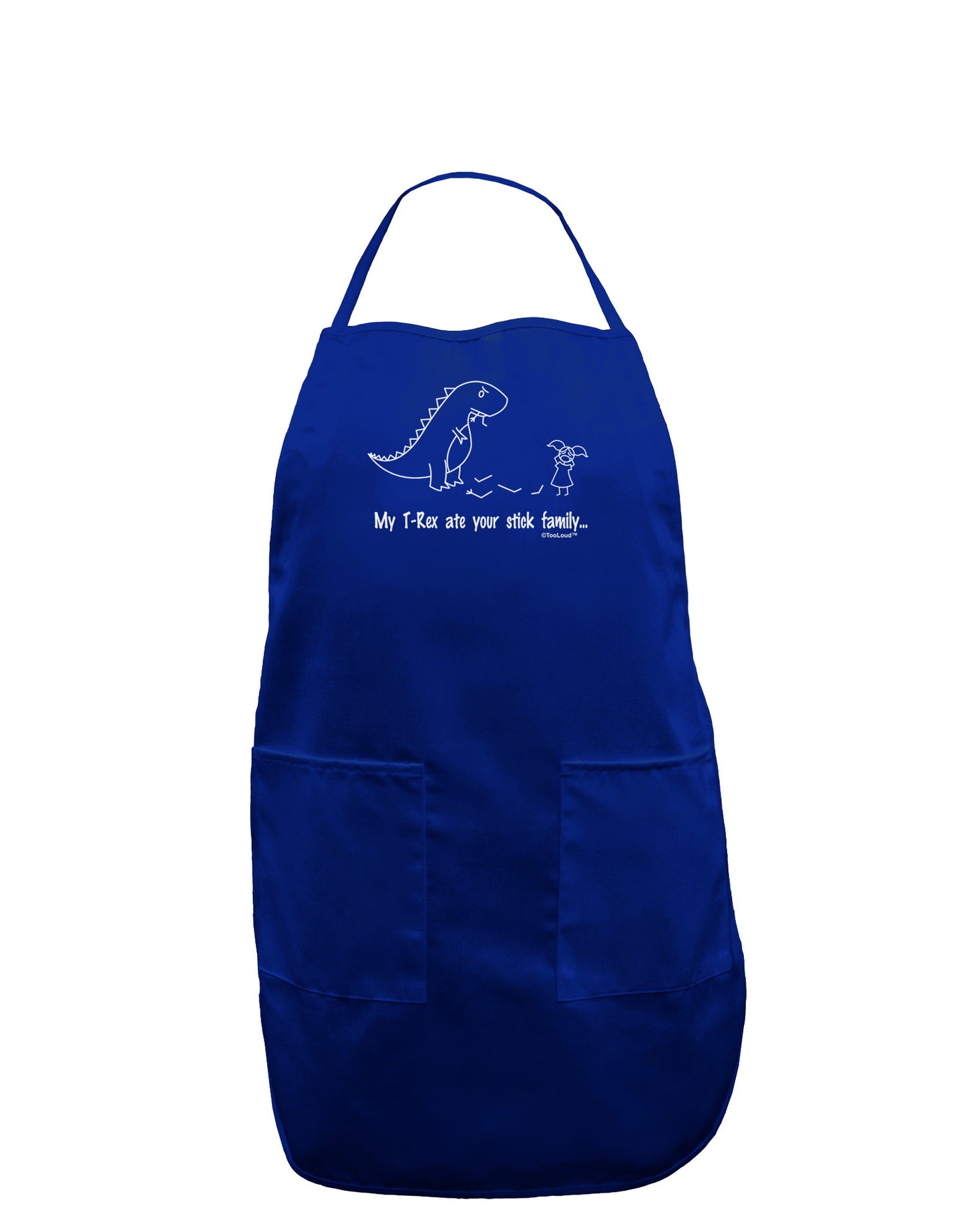 My T-Rex Ate Your Stick Family - Line Dark Adult Apron by TooLoud-Bib Apron-TooLoud-Royal Blue-One-Size-Davson Sales