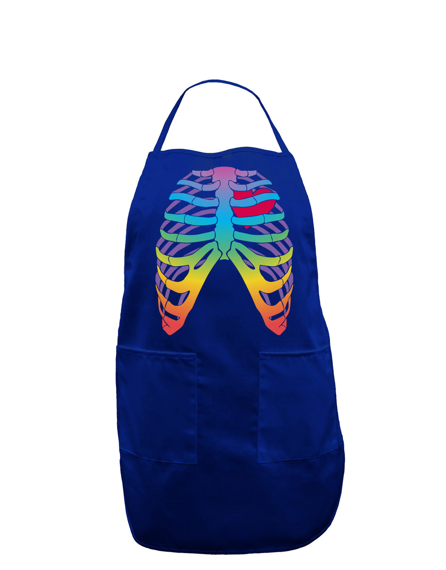 Rainbow Skeleton Ribcage with Heart Dark Adult Apron-Bib Apron-TooLoud-Black-One-Size-Davson Sales