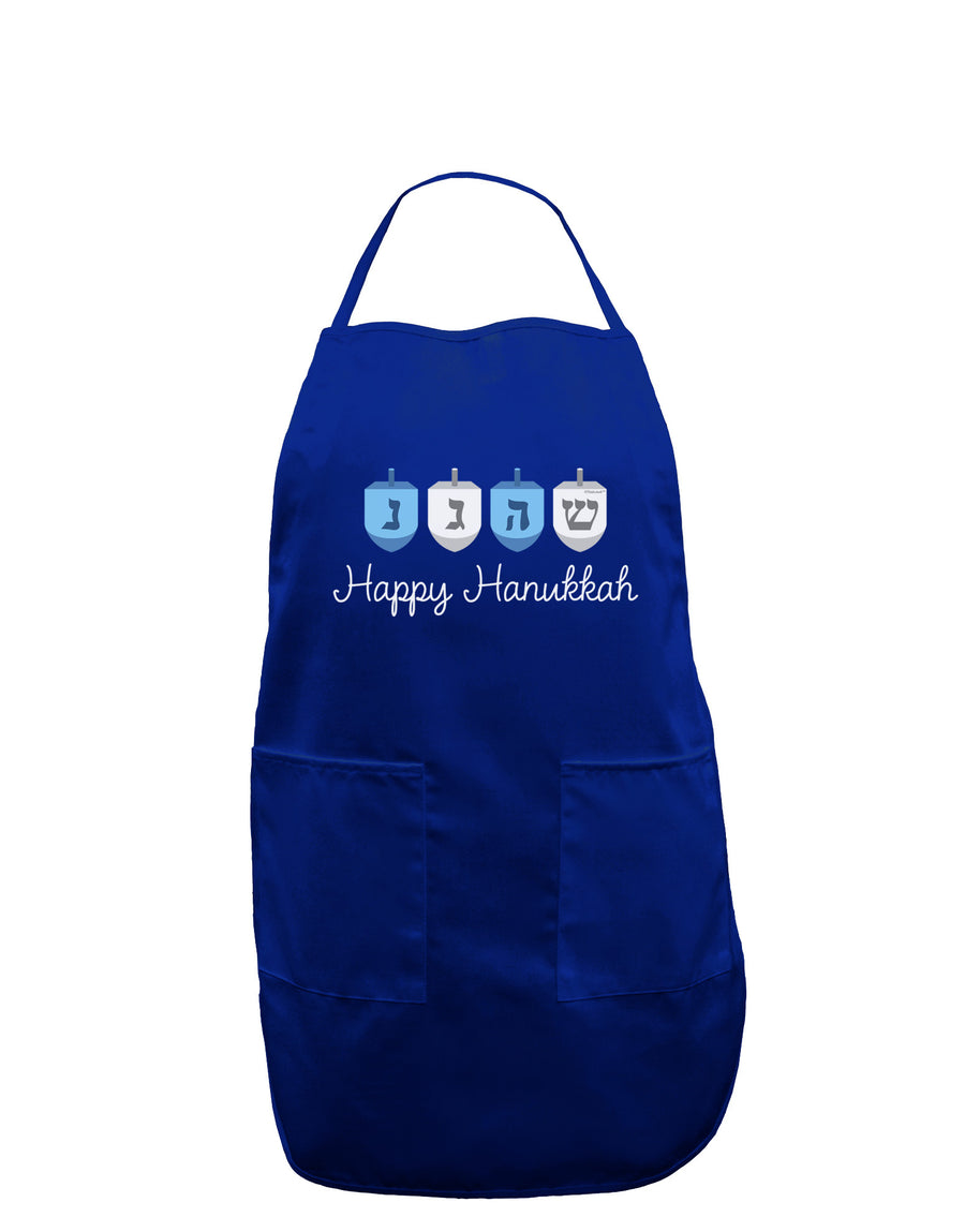 Happy Hanukkah Blue Dreidels Dark Adult Apron-Bib Apron-TooLoud-Black-One-Size-Davson Sales
