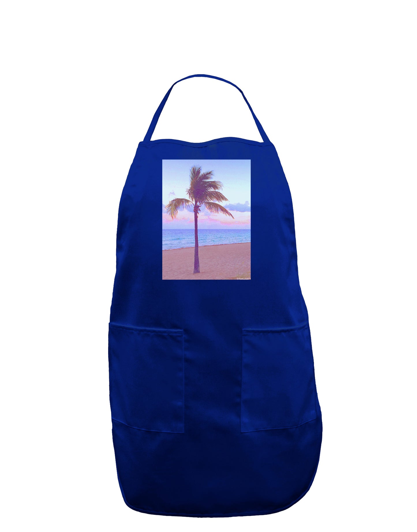 Palm Tree Beach Filter Dark Adult Apron-Bib Apron-TooLoud-Royal Blue-One-Size-Davson Sales