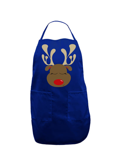 Cute Rudolph Reindeer Face Christmas Dark Adult Apron-Bib Apron-TooLoud-Royal Blue-One-Size-Davson Sales