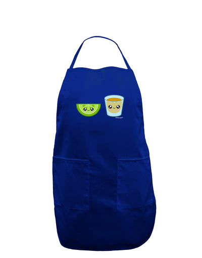 Cute Tequila Shot and Lime Wedge Dark Adult Apron by TooLoud-Bib Apron-TooLoud-Royal Blue-One-Size-Davson Sales