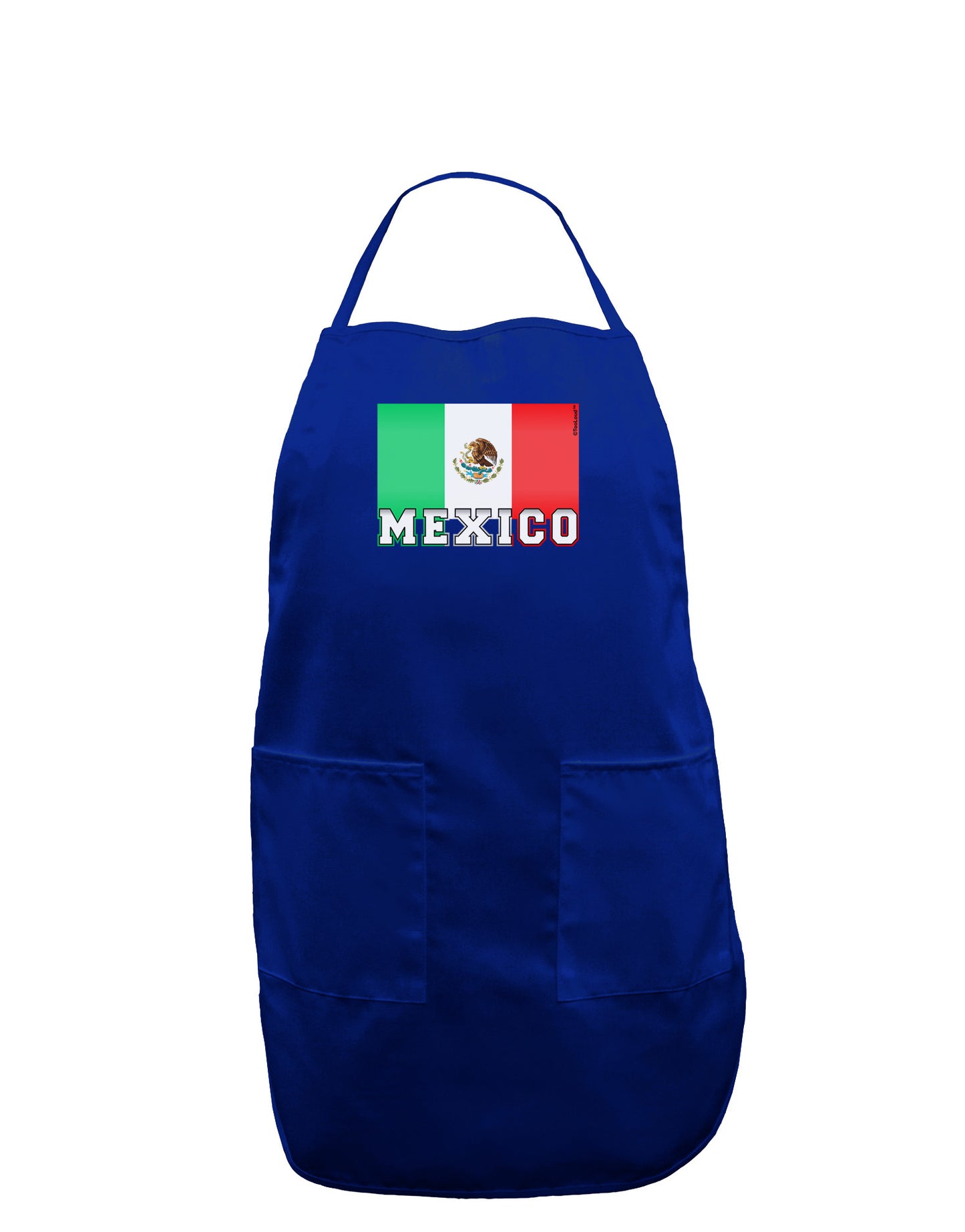 Mexico Flag Dark Dark Adult Apron-Bib Apron-TooLoud-Royal Blue-One-Size-Davson Sales